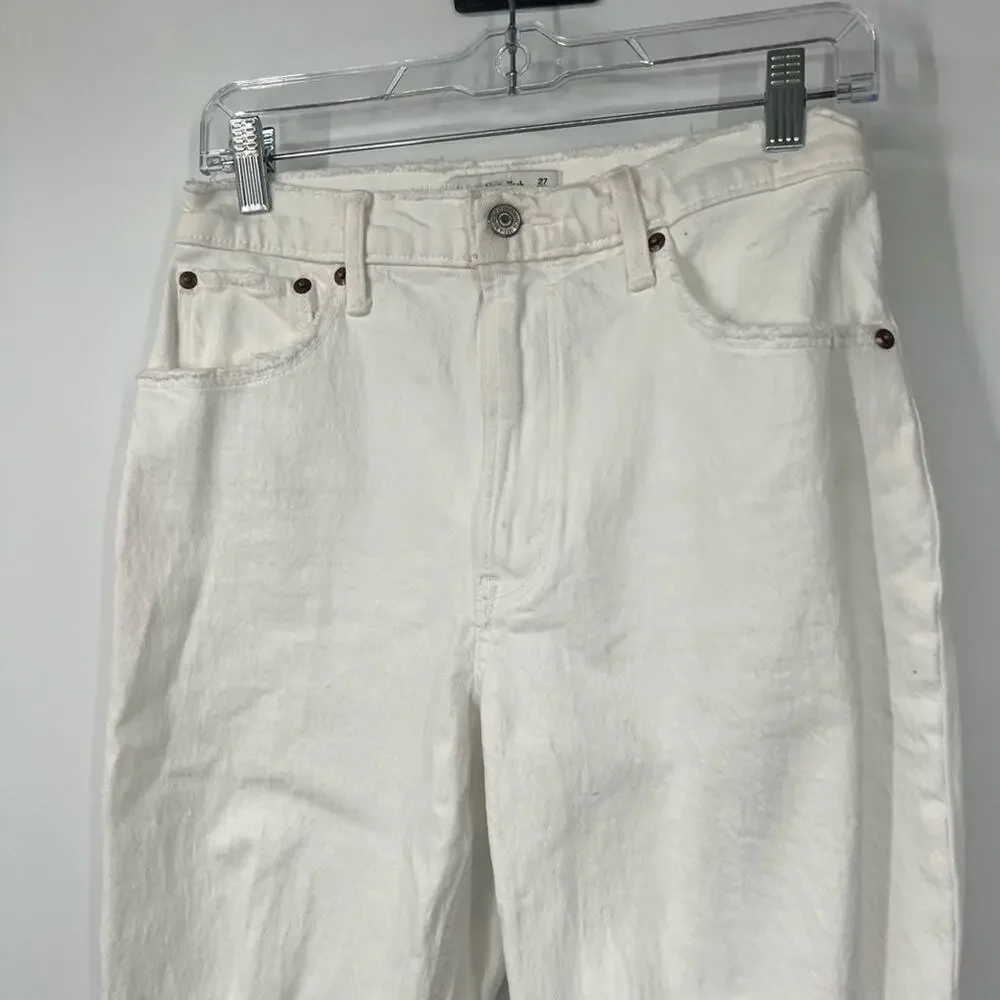 Abercrombie & Fitch The ‘90s Straight Jeans Ultra High Rise White EXTRA SHORT